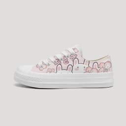 Amy and Michael Lovely Anime Bunny Hand Painted Canvas Shoes Sweet Girls Students Casual Flat Low Top Sneakers Women Trainers