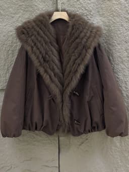 Fur Jackets Winter Natural Real Fox Fur Coat Detachable Collar Short Coat Women Loose White Duck Down Jacket Warm Fur Parka