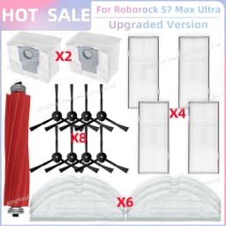 Fit for Roborock S7 Max Ultra Q100TSC Parts Main Roller Side Brush Hepa Filter Mop Pad Cloth Dust Bag Replacement Accessories