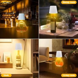 AITHEA Wireless Wine Bottle Cork Lamp Touch Control Dimmable LED Desk Light USB C Charging for Home Bar Decor
