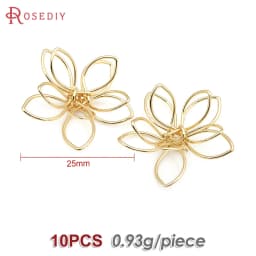 18K Gold Color 3D Wire Flower Charms Pendants High Quality Diy Jewelry Making Necklace Earrings Accessories for Women