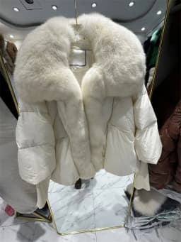 OFTBUY New White Duck Down Jacket Winter Women Warm Loose Coat Natural Real Fox Fur Collar Thick Luxury Outerwear New Fashion