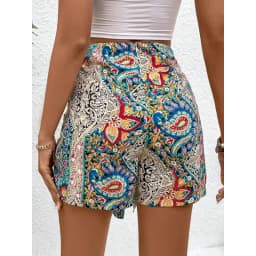 2026 Summer New Boho Paisley Print Wrap Skort High Waist Tie Front Scarf Hem Casual Beach Shorts for Woman Clothes