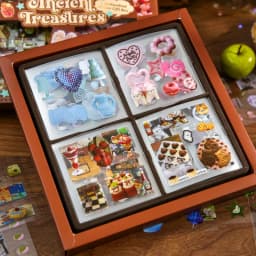 Mr.Paper 100Pcs/Box Ancient Treasures Die-Cut Sticker Gift Box with Adhesive Backing Vintage Retro Sticker & Memo Journal Set