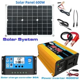 12V to 110V/220V Solar Panel System 12V Solar Panel Battery Charge Controller 4000W Solar Inverter Kit Complete Power Generation