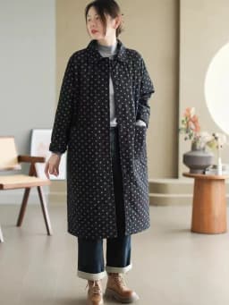 Authentic 2025 Autumn Winter Long Women's Cotton Padded Coat Polka Dot Diamond Stitch Thickened Jacket Comfortable Fit  C...