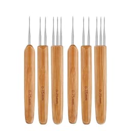 3/6Pcs 0.5mm/0.75mm Dreadlock Crochet Hook Wood Crochet Needles Hair Dreadlocks Tool for Braid Craft