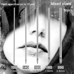 100/5PCS Body Piercing Needle 12G 14G 16G 18G 20G Surgical Steel Sterile Disposable Ear Nose Navel Nipple Lip Piercing Tool