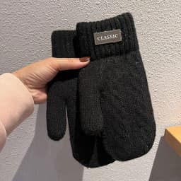 Man Winter Keep Warm Double Layer Add Velvet Thickened Prevent Cold Knitted Gloves Classical Style Elegant Twist Mittens