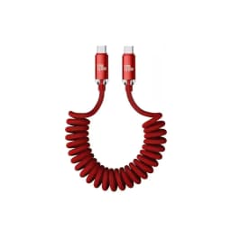 NNBILI 1-2PCS 120W Car USBA to USB C Fast Charging For Samsung S26 Xiaomi Huawei USBC To USB C Spring Cable For iPhone 18 17