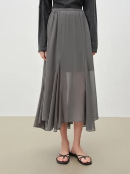 ZIQIAO Design-Forward Asymmetrical Drape Women Chiffon Skirt Spring 2026 New Arrival Soft Elegance Long Skirt Elastic Waistband