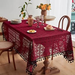 Luxury Crochet Diamond Solid Tablecloth Hollow Non-Slip Lace Table Cover for Wedding Banquet American Wear-Resistant Home Decor