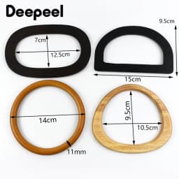 2Pcs Deepeel Solid Wood Bag Handle Women's Handbag Wrist Ring Handles Woven-Bag Purse Frames DIY Bags Replacement Accessories