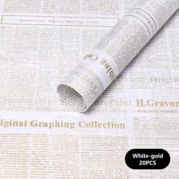 20 Sheets Vintage English Newspaper Thin Gift Wrap Paper - Floral Bouquet Wrapping Paper, Craft & Artwork Packaging Liner