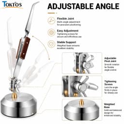 TOKTOS Third Hand Helping Hands Tool Weighted Base Self Closing Tweezers 360° Adjustable Jewelry Repair Holding Tool