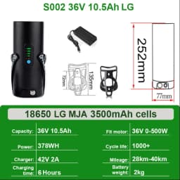 36V 10.5AH Mini Bottle EBike Battery Li-ion Pedelec 48V 7AH 36V 10.5AH Water Battery for 250W ~ 650W BBS01 TSDZ2 Motor