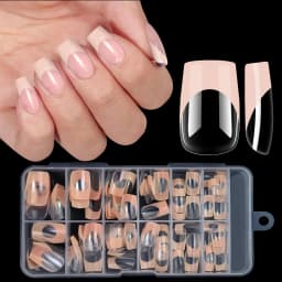 120pcs/Boxed Acrylic French False Nails Multicolor Square Almond Nail Tips Full Cover Removable Mixed Size Press On Nails