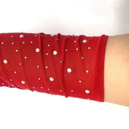 50cm Women Rhinestone Mesh Hook Finger Long Gloves Sexy Party Transparent Breathable Fingerless Gloves Elasticity Arm Sleeves