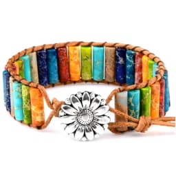 High Quality Multicolor Bracelet Natural Stone Gem Leather Tibetan Gypsy Adjustable Bead Wrap Bracelet Jewelry Collection