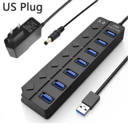 USB HUB 3.0 USB 2.0 Hub Multi USB Splitter Hub Use Power Adapter 4/7 Port Multiple Expander USB 3.0 Hub with Switch 30CM Cable