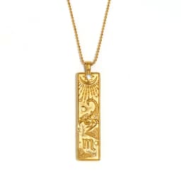 E.B.belle 18k Gold Plated Rectangle Shape 12 Constellation Pendant Necklace Stainless Steel Waterproof Fashion Women's Jewelry