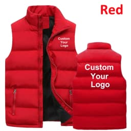 Fashion Men's Custom Your Logo Casual Jacket Fashionable Warm Down Vest Slim Fit Sleeveless Thicken Stand Collar Vest Jacket