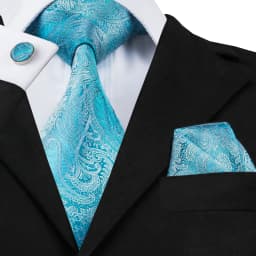 Hi-Tie Light Blue Sold Gift Silk Wedding Tie For Men Handkerchief Cufflink Nicktie Set Fashion Design Business Party Dropship