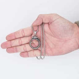 Hip Hop Rock Circular Ring Dragon Necklace For Men Vintage Stainless Steel Chain Silver Color Neck Hippie Jewelry Women Gifts