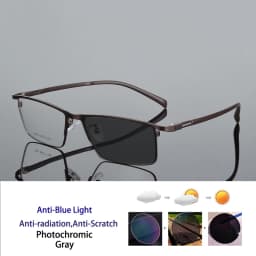 KOCOLIOR Full Frame Titanium Anti Blue Light Reading Glasses Men Ultralight Business Presbyopia Eyeglasses Photochromic Readers