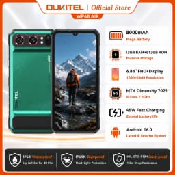 OUKITEL WP68 Air 5G Rugged Smartphone 36GB RAM 512GB ROM 8000mAh Battery 6.88" 120Hz Display Dimensity 7025 Android 16.0