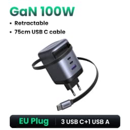 UGREEN 100W 65W 45W GaN Charger With Retractable USB C Cable PPS PD Fast Charger For Laptop Macbook Pro Tablet iPhone 18 Samsung