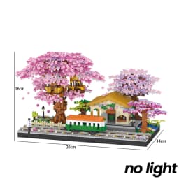 Mini Sakura Tree Building Blocks Set Diy Cherry Blossom Bricks with Light Treehouse Model Ornament Romantic Gift for Girlfriend