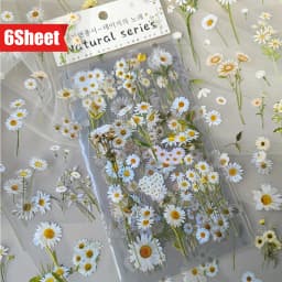 6 pcs/pack PET Plants Flowers Stickers DIY Scrapbooking Planner Decoration Collage Diary Supplies Aesthetics Stationery Sticker