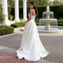 Customized Elegant Strapless Satin Simple Side Split Wedding Dress for Bride A-Line Lace-up Pleat Bridal Gown Vestidos De Novia