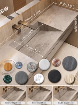 Any Size Custom Luxury Natural Stone Bathroom Vanity Set Integrated Sink Single Double Sink Stain Resistant Waterproof Durable H