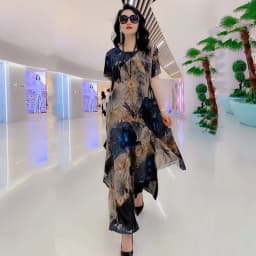 Large-size Silk Wide-Leg Pants Suit Women's Spring/Summer 2026 New Exotic Mmulberry Silk Fashion Temperament Slim Two-Piece Suit