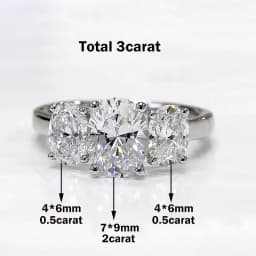 3/6cttw Real Moissanite Engagement Ring with Certificate 3-Stone Oval Cut Diamond Wedding Ring for Women 925 Silver Fine Jewelry