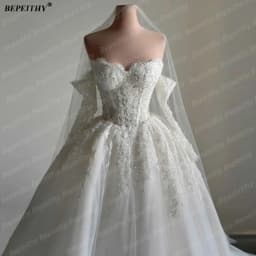BEPEITHY Customized Princess Sweetheart Ivory Wedding Dresses For Women 2026 Floor Length Bride Plus Size Bridal Gown Sleeveless