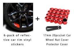 6Pcs Reflective Car Wheel Rim Vinyl Stickers Hash Mark Stripe Racing Wheel Hub Decals for Size 18" - 21" decorative sticker