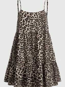 Ladies Leopard Print Halter Dress with Adjustable Straps Vintage Sexy Style Padded Gauze Skirt Fashionable And Versatile