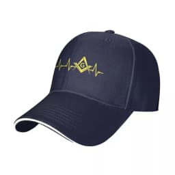 Freemason EKG Heartbeat Square Compass Masonic Baseball Cap Hip Hop Freemasonry Sandwich Hat Unisex Style Adjustable Caps