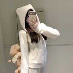 Cute Bear Ear Hooded Warm Plush Jacket for Women Autumn Winter Slim Fit Thick Outerwear Woman Casual Solid Zipper Sweatshirt