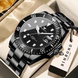BINBOND Quartz Watches For Couples And Friends Orginal Design Auto Date Stainless Steel Durable Men's Watch Luxury Reloj