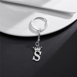 Unique DIY Crown Stainless Steel A-Z Letters Pendant Keychains for Men Women 26 Alphabet Car Key Ring Name Jewelry Keyrings Gift