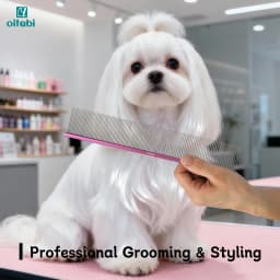 OITABI 24.5cm Extra-Long Professional Pet Grooming Comb with Long Tooth, Semi-Dense & Semi-Wide Row Comb for Cat Dog Round Tooth