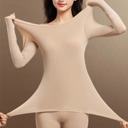 FINETOO Thermal Underwear Set Built‑in Bra Pads Seamless Thin Warm Long High Elasticity Ladies Winter Thermal Suit No Wear Bra