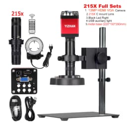 13MP HDMI USB 60FPS Monocular Video Microscope Sets HDMI VGA Digital Camera 130X/150X/215X C mount Lens For Repair Phone Solder