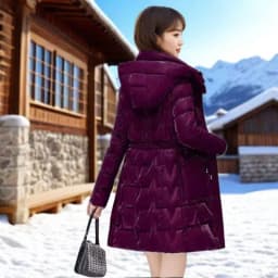 Winter New Style Women's Thickened Long Cotton Jacket Korean Version Slim Fit Washless Bright Surface down Cotton Coat Warm