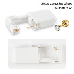 1PC 24K Gold Plated Earring Disposable Ear Piercing Unit Nickel Free Ear Studs with Ball Clasp Safety NO PAIN Piercer Machine