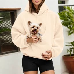Unisex Fall And Winter Casual Fleece Solid Color Pet Pocket Hooded Sweatshirt Funny Pullover Sleeve Hoodie
